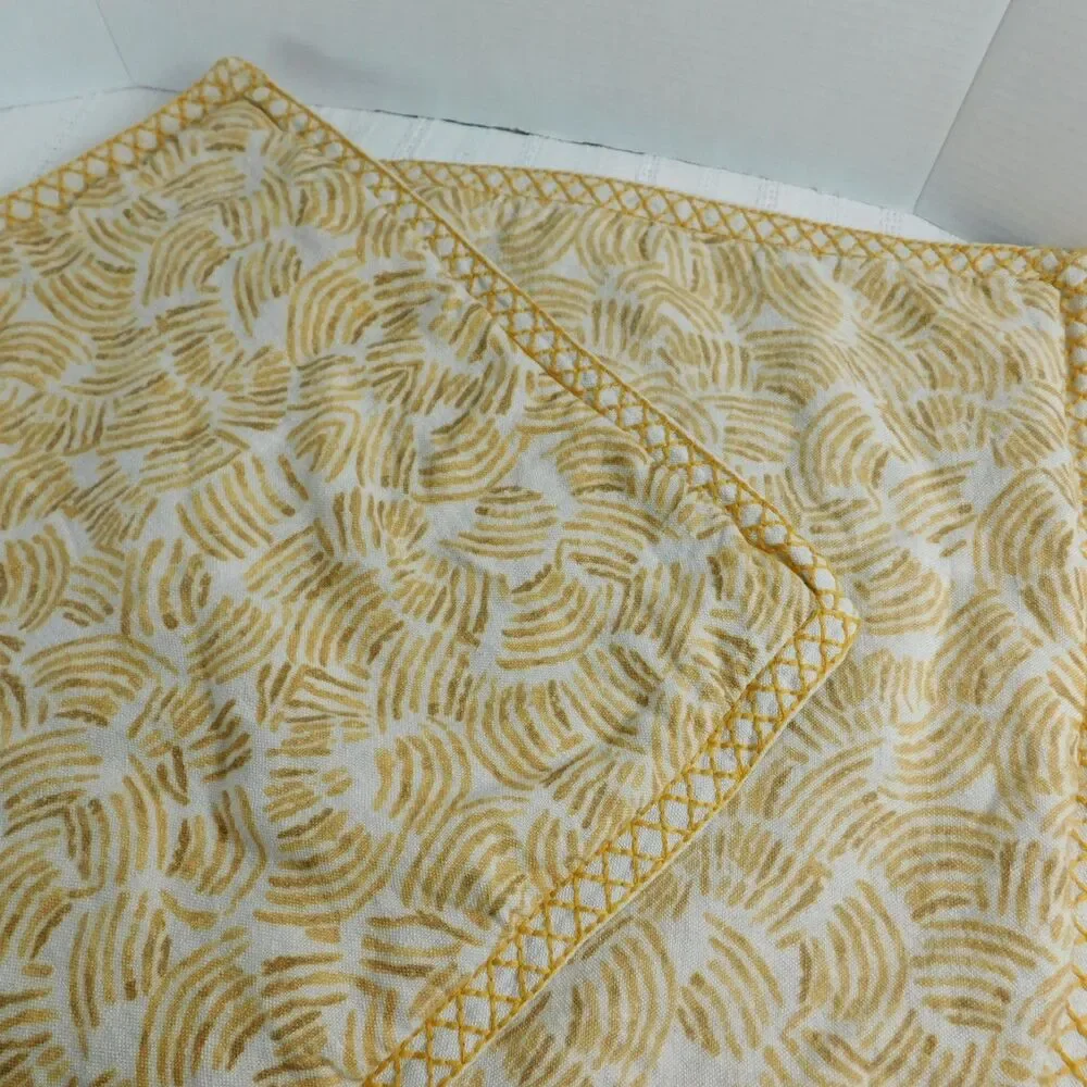 Villa Linen Pillow Covers Yellow Gold 18.5 square Boho Decor Set 2 Square Home !